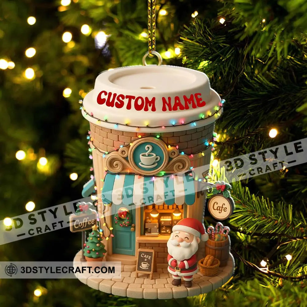Santa Coffee Shop Home Decor Christmas Ornament Personalized Ornament Ornament
