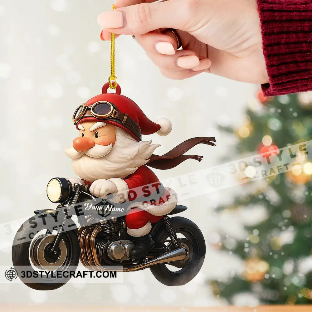 Santa Drives Motorbike Home Decor Christmas Ornament Personalized Ornament Ornament