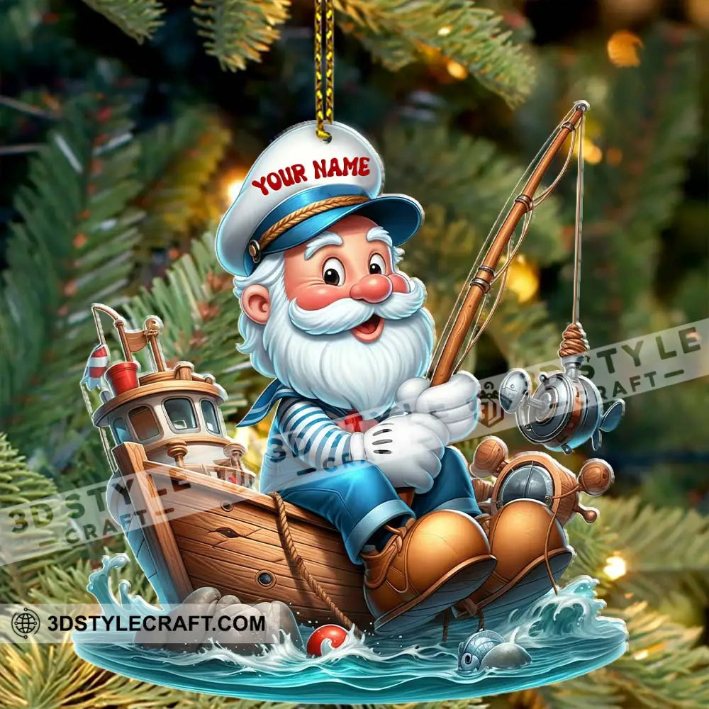 Santa Fishing Home Decor Christmas Ornament Personalized Ornament Ornament