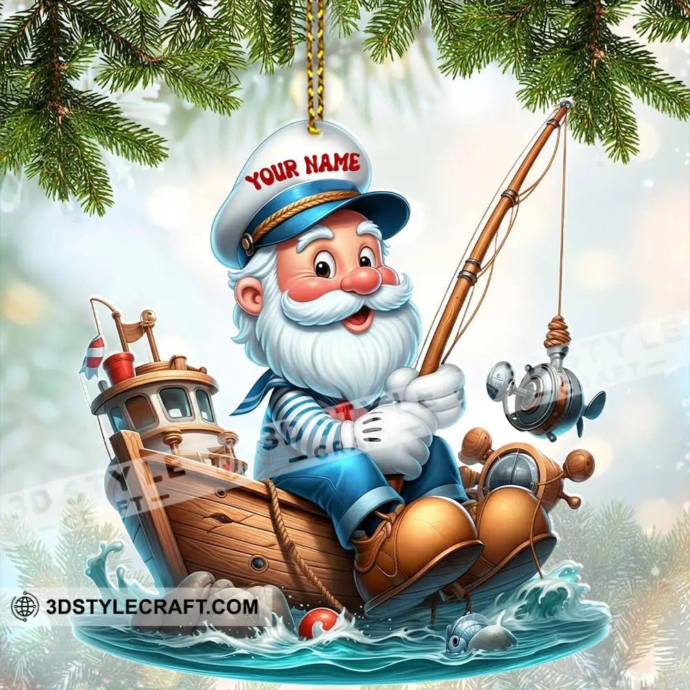 Santa Fishing Home Decor Christmas Ornament Personalized Ornament Ornament