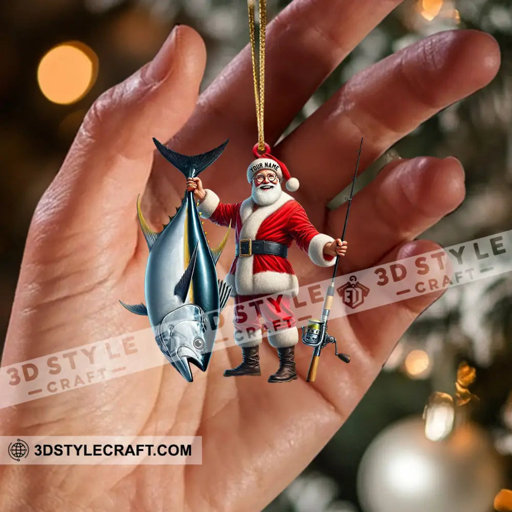 Santa Fishing Home Decor Christmas Ornament Personalized