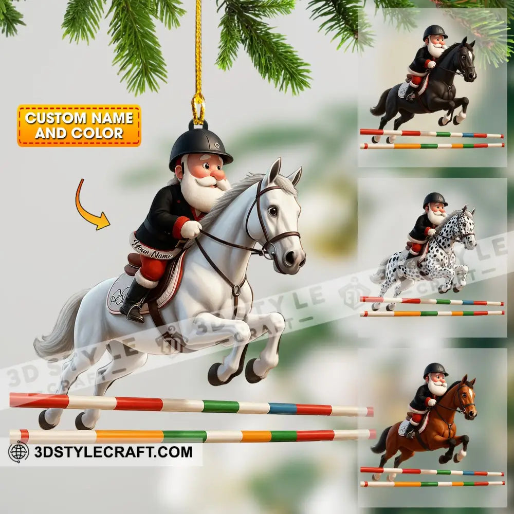 Santa Horse Racing Home Decor Christmas Ornament Personalized Ornament 3.54’’ / 1 Ornament Ornament