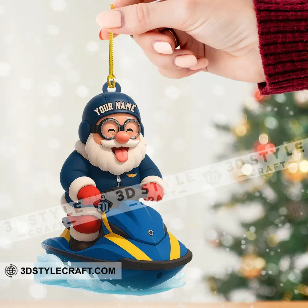 Santa On A Jet Ski: Making Waves This Christmas Home Decor Christmas Ornament Personalized Ornament Ornament
