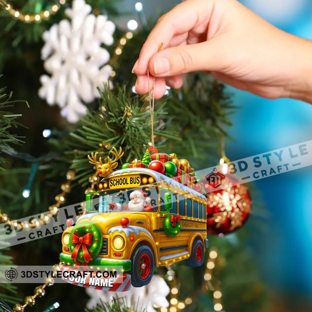Santa School Bus Home Decor Christmas Ornament Personalized Ornament Ornament