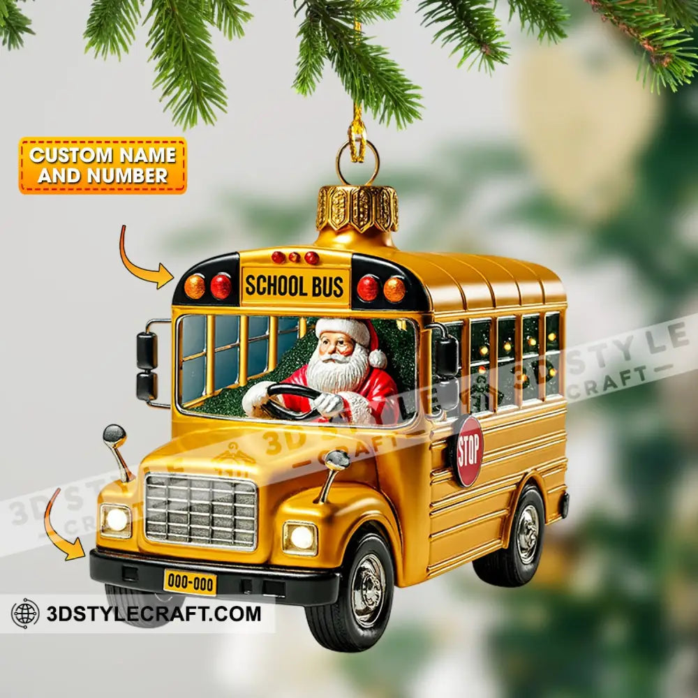School Bus Santa Home Decor Christmas Ornament Personalized Ornament 3.54’’ / 1 Ornament Ornament