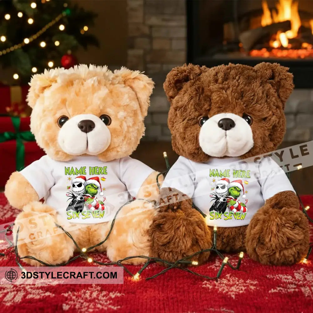 Six Seven Christmas Bear Personalized Teddy Bear Shirt Beige / 9’’ / No Graduate Teddy Bear Shirt