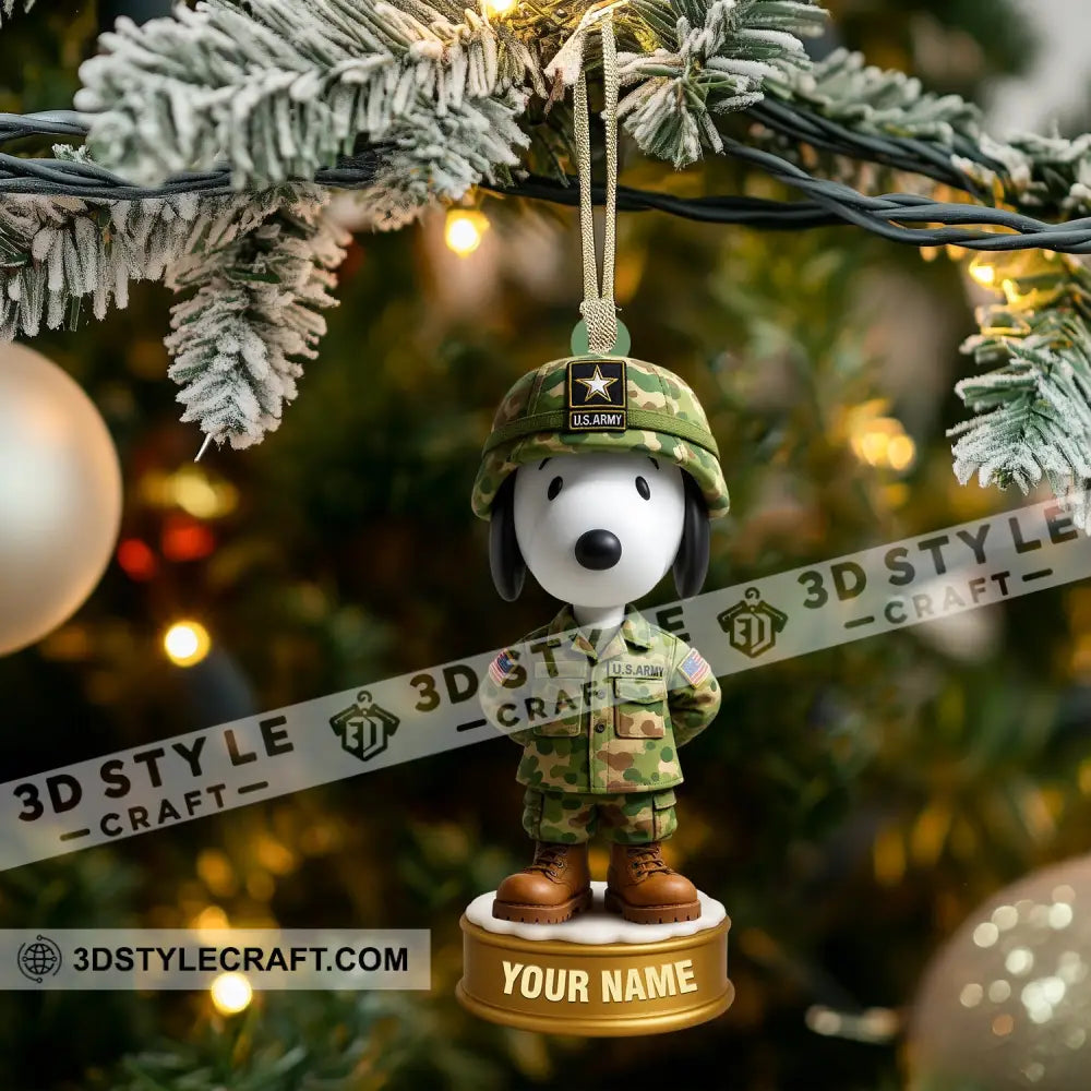 Snoopy Army Home Decor Christmas Ornament Personalized Ornament Ornament