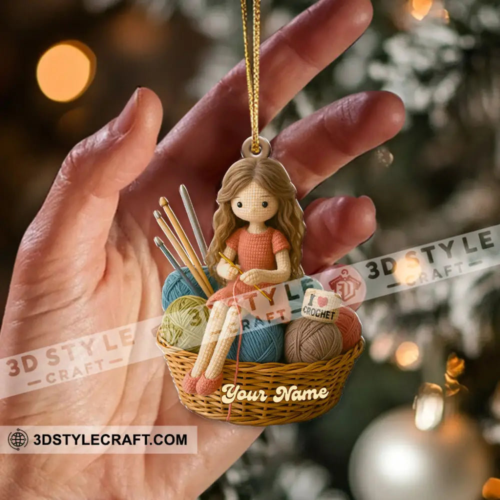 The Knitting Girl Crochet Home Decor Christmas Ornament Personalized Ornament Ornament