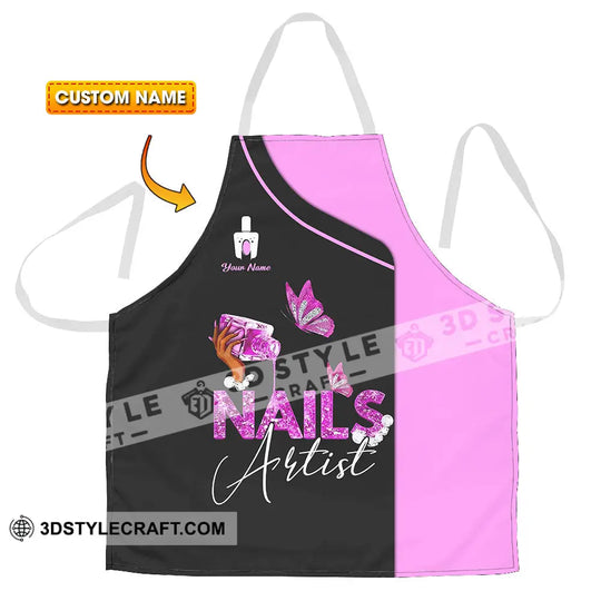 Unisex Apron - Custom Name Apron For Hot Pink Nails Artist style option 1