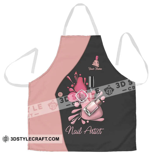 Unisex Apron - Custom Name Apron For Pink Nails Artist style option 2