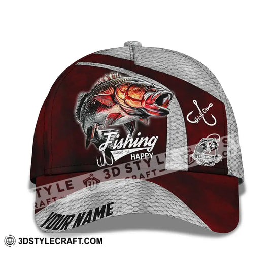 Unisex Cap, Custom Name Cap Fishing Makes Me Happy style option 2