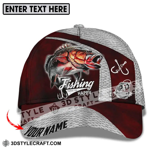 Unisex Cap, Custom Name Cap Fishing Makes Me Happy style option 1
