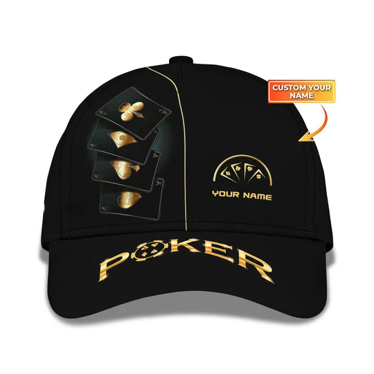 Unisex Cap, Custom Name Poker Classic Cap, Poker Hat, Casino Poker style option 1