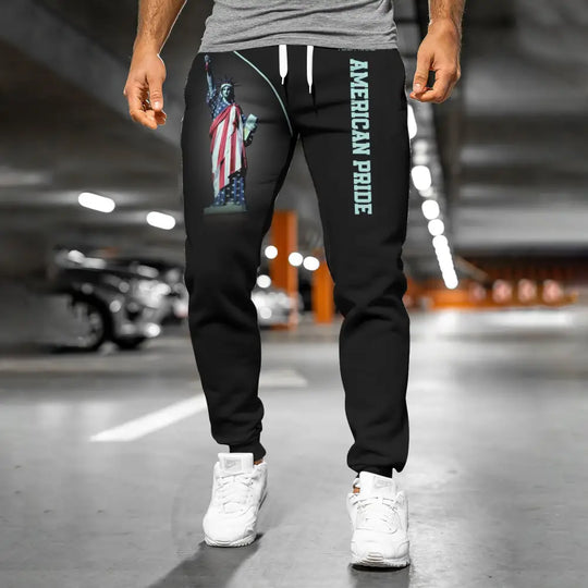 Unisex Clothing, Custom Jogger, American Pride Jogger Pants, Independence Day, Statue of Liberty Apparel style option 2