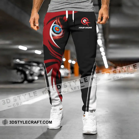 Unisex Pants - Custom Name Archery Sport Pants, Red Wave style option 2