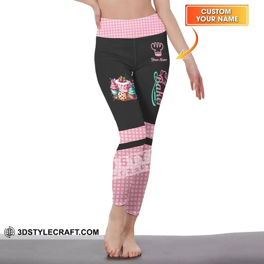 Unisex Pants - Custom Name Pants - Sweet Cake, Legging Pants For Baker style option 1