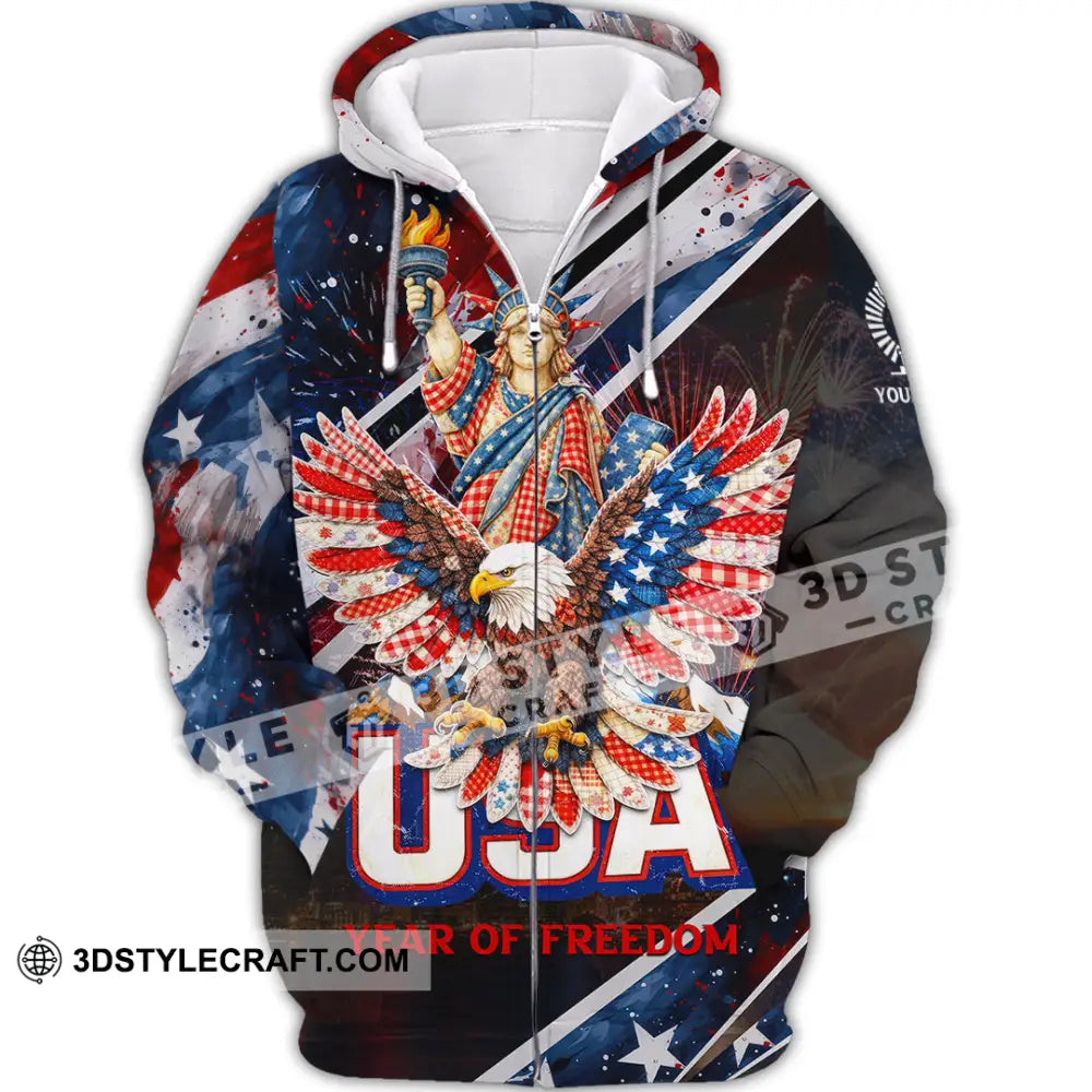Unisex Shirt - Custom 250 Years Of United State Of America 3D Shirt Zipper Hoodie / S T-shirt