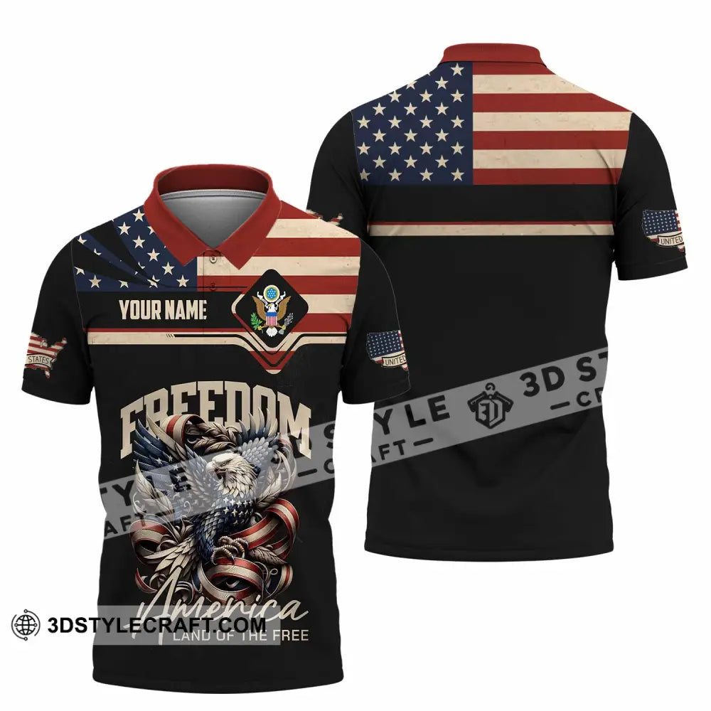 Unisex Shirt - Custom America Land Of The Free 3D Shirt Polo Shirt / S T-shirt