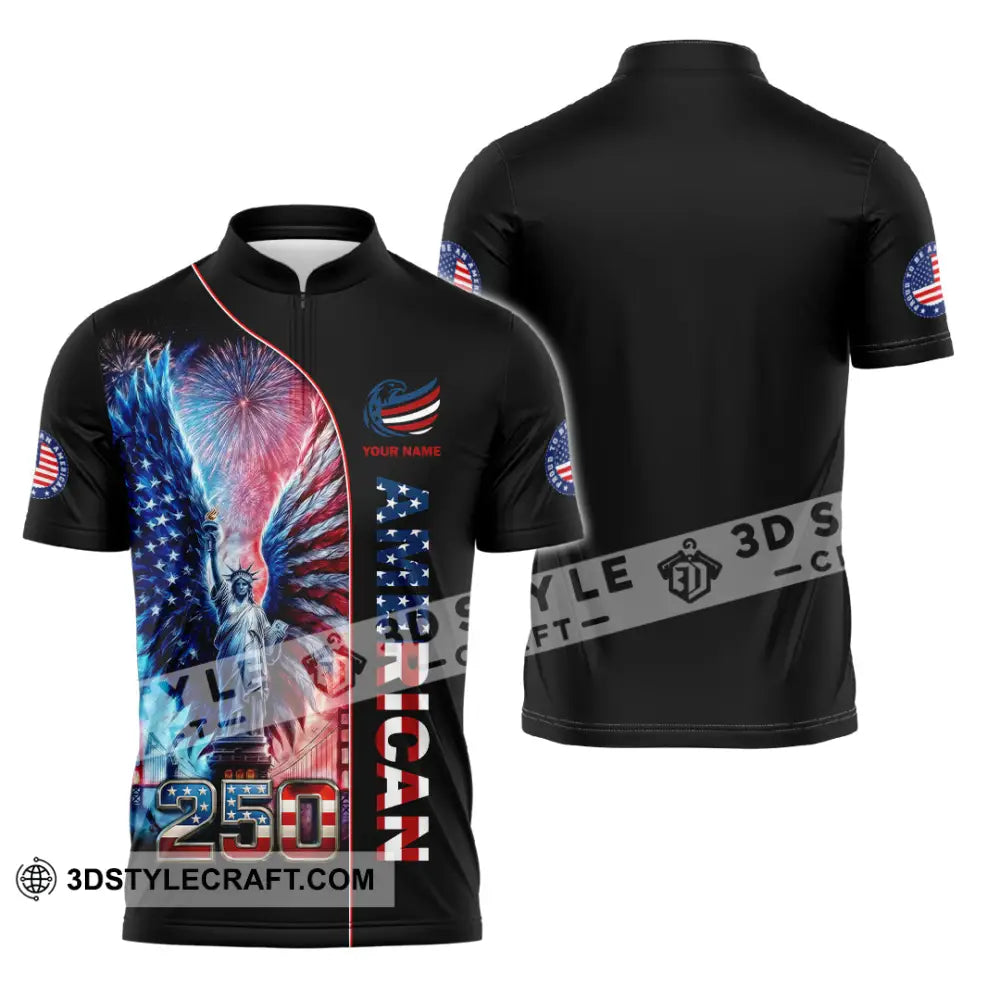 Unisex Shirt - Custom American 250 3D Shirt Zipper Polo Shirt / S T-shirt