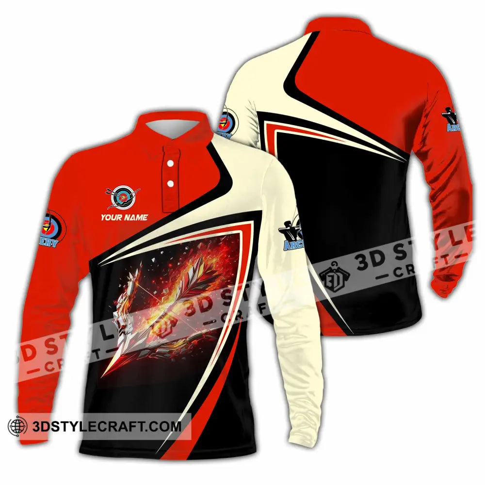 Unisex Shirt - Custom Archery 3D Shirt Long Sleeve Polo / S T-shirt