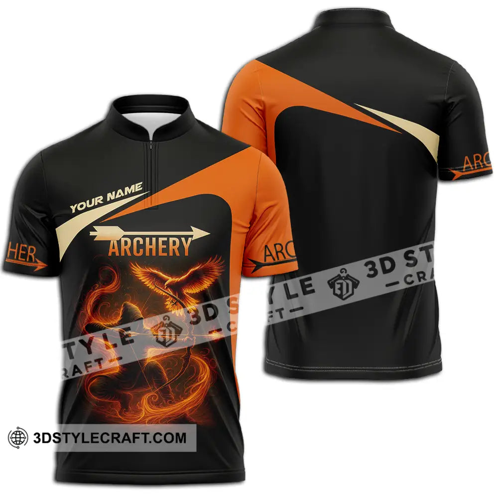 Unisex Shirt Custom Archery Sport Lover Shirt Zipper Polo Shirt / S T shirt
