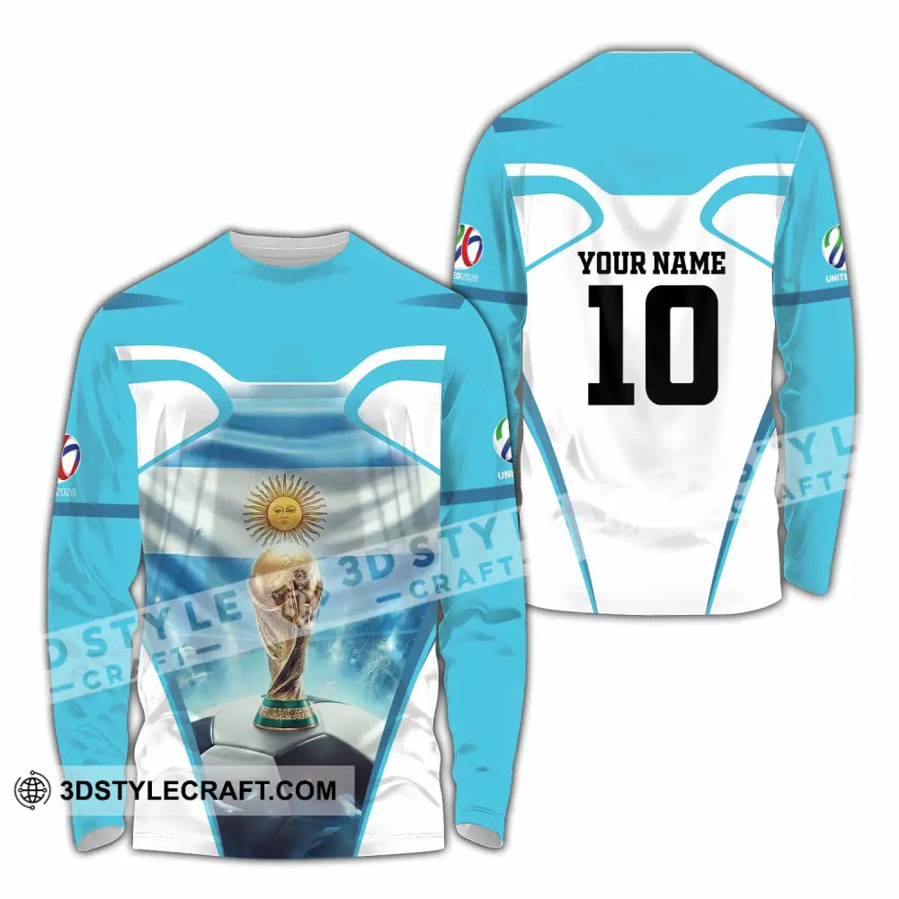 Unisex Shirt - Custom Argentina World Cup 2026 3D Shirt Long Sleeve Shirt / S T-shirt