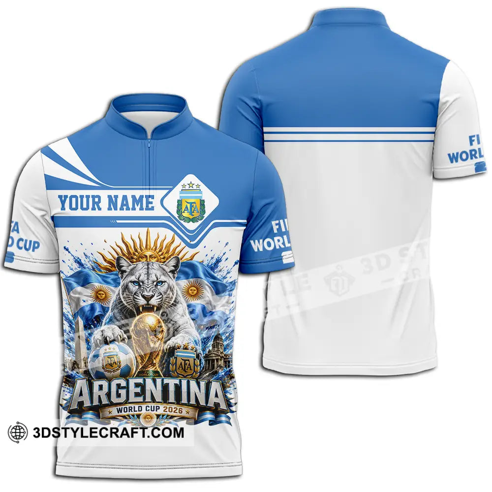 Unisex Shirt - Custom Argentina World Cup 2026 Shirt - Zipper Polo Shirt / S - T-shirt