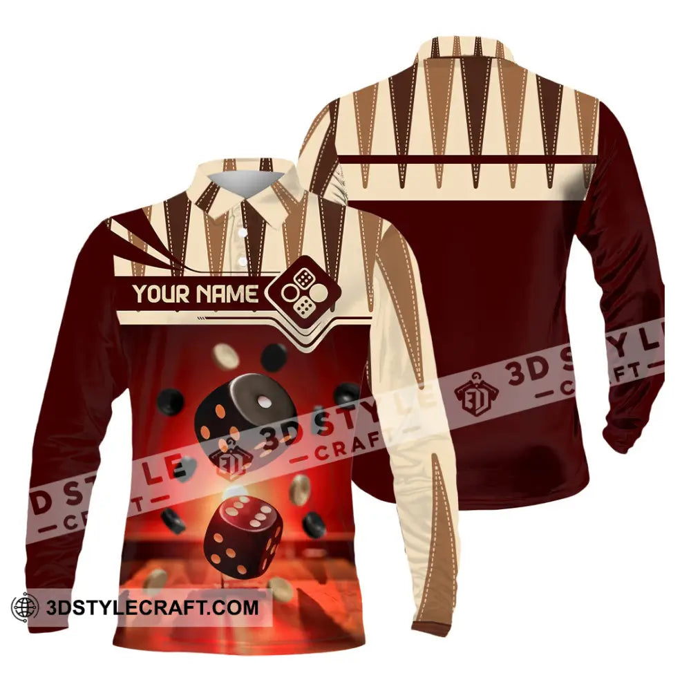 Unisex Shirt - Custom Backgammon 3D Shirt Long Sleeve Polo / S T-shirt