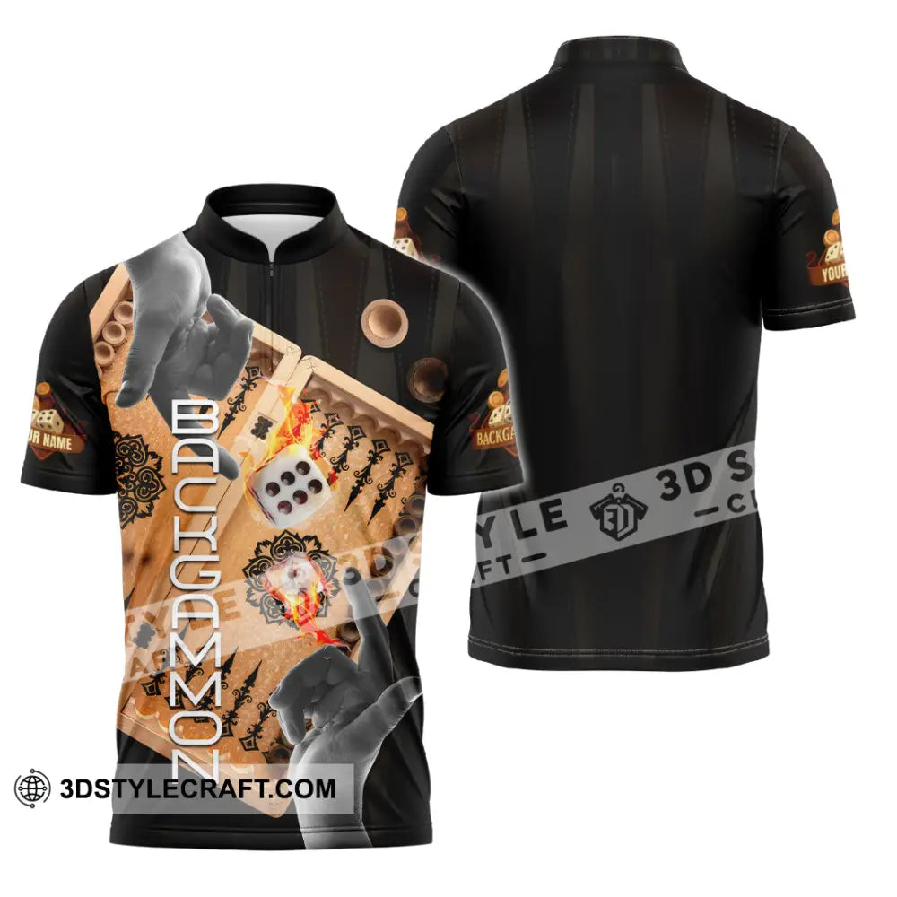 Unisex Shirt - Custom Backgammon 3D Shirt Zipper Polo Shirt / S T-shirt