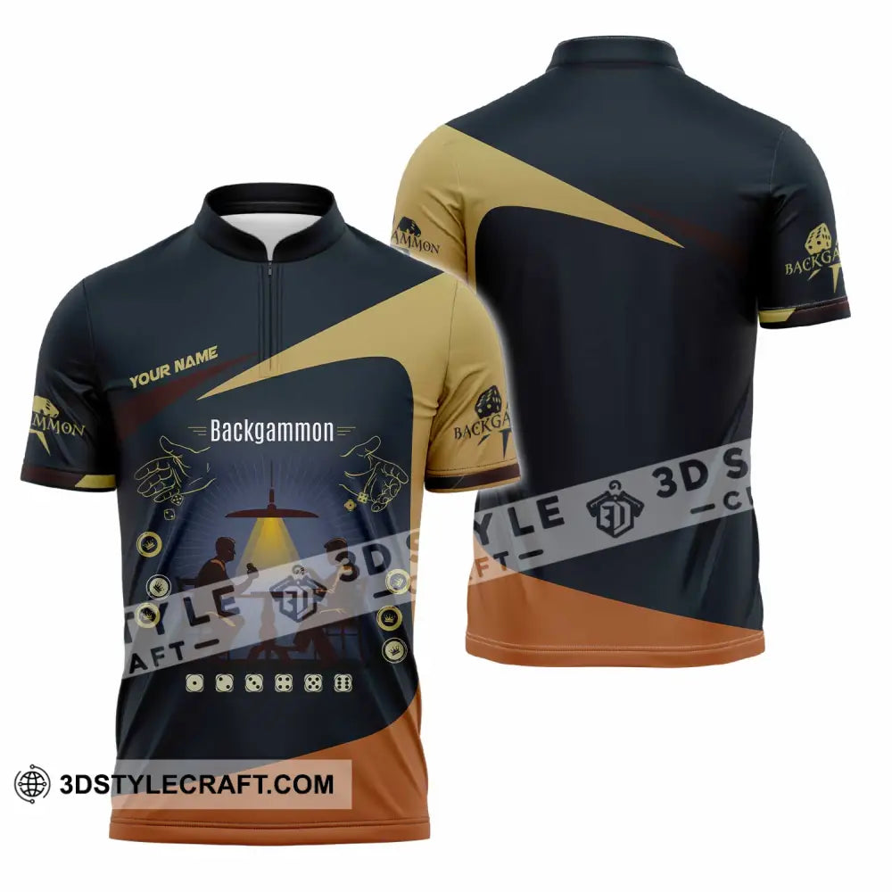 Unisex Shirt - Custom Backgammon 3D Shirt Zipper Polo Shirt / S T-shirt