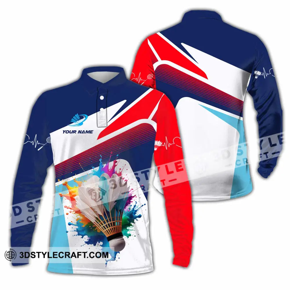 Unisex Shirt - Custom Badminton 3D Shirt Long Sleeve Polo / S T-shirt
