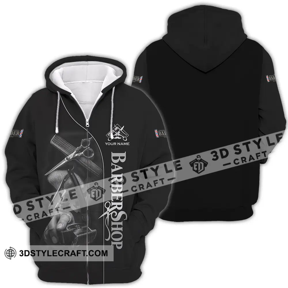 Unisex Shirt Custom Barber Shop Shirt Zipper Hoodie / S T shirt
