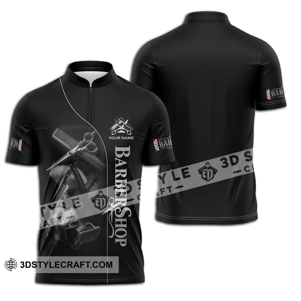 Unisex Shirt Custom Barber Shop Shirt Zipper Polo Shirt / S T shirt