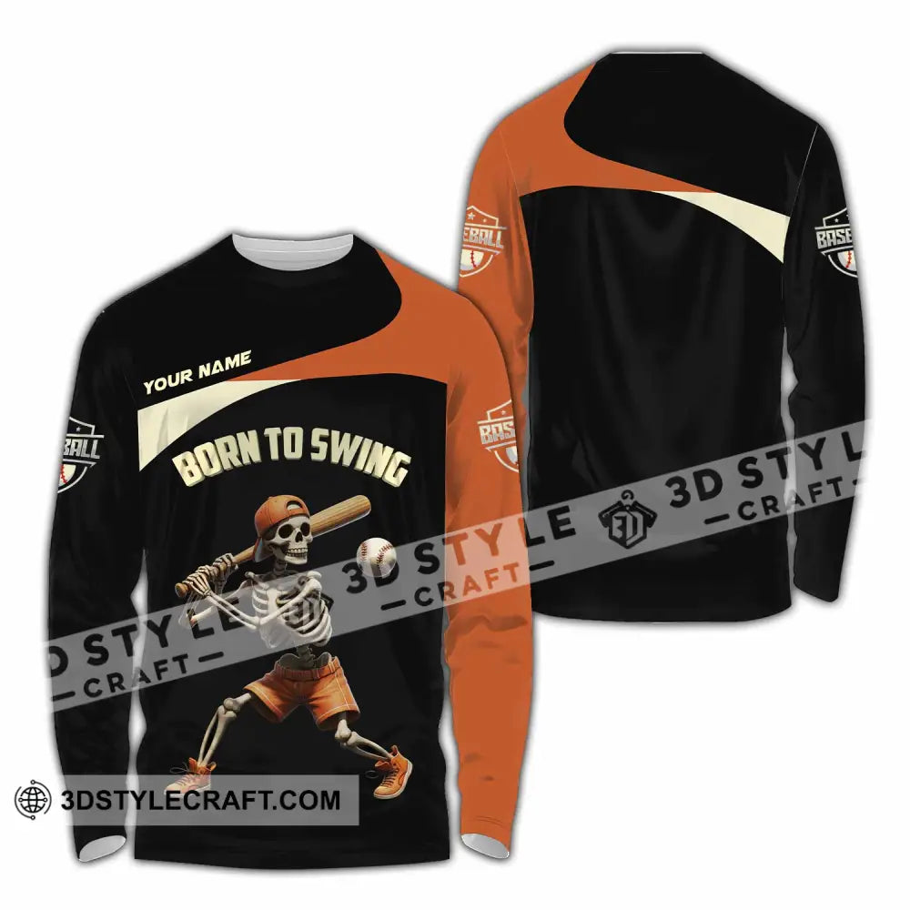 Unisex Shirt Custom Born To Swing Baseball Shirt Long Sleeve Shirt / S T shirt
