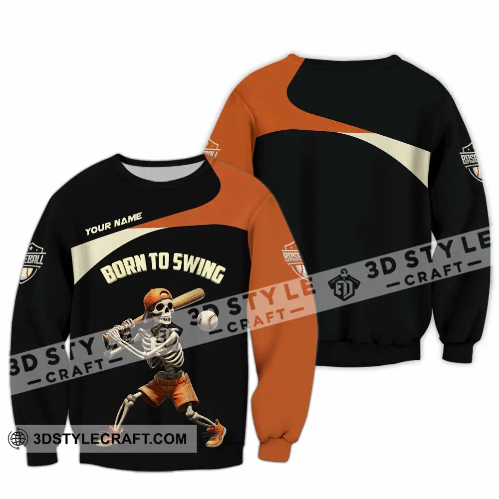 Unisex Shirt Custom Born To Swing Baseball Shirt Long Sleeve / S T shirt