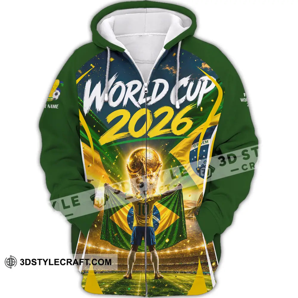 Unisex Shirt - Custom Brasil World Cup 2026 Shirt - Zipper Hoodie / S - T-shirt
