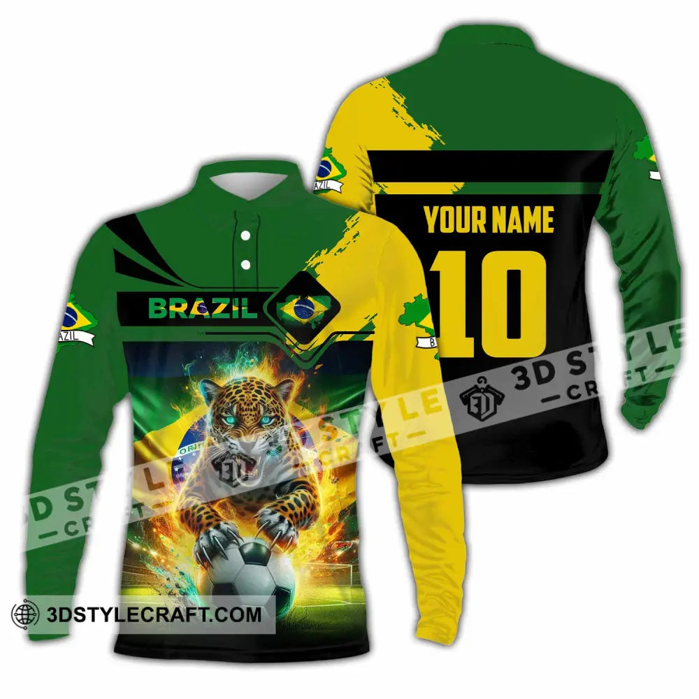 Unisex Shirt - Custom Brazil 3D Shirt Long Sleeve Polo / S T-shirt