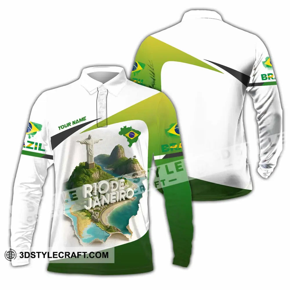 Unisex Shirt - Custom Brazil 3D Shirt Long Sleeve Polo / S T-shirt