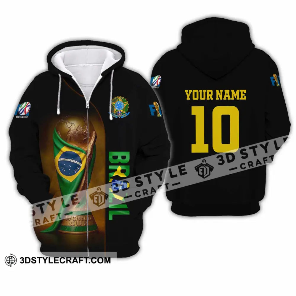 Unisex Shirt - Custom Brazil 3D Shirt Zipper Hoodie / S T-shirt