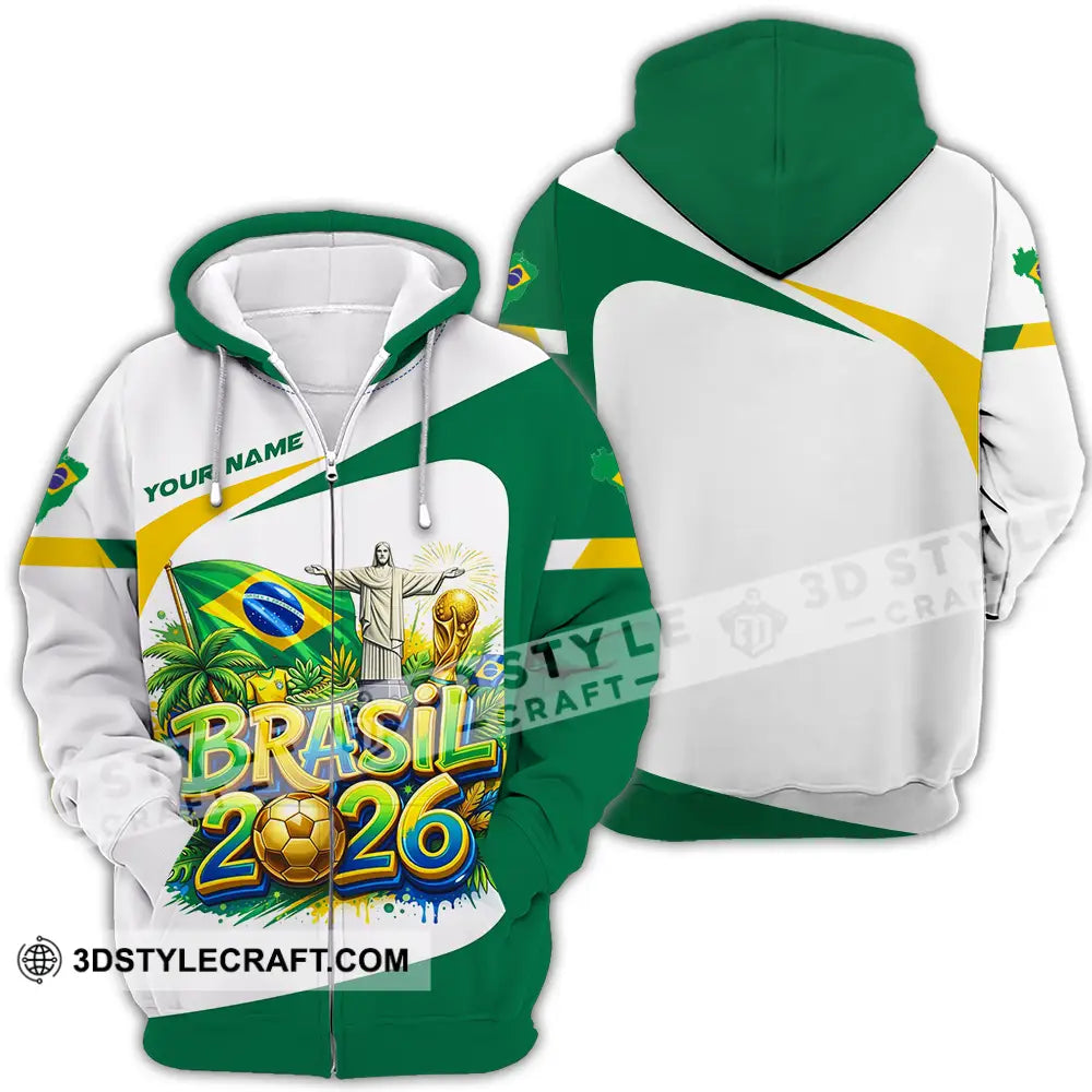 Unisex Shirt - Custom Brazil Fifa Club World Cup 2026 3D Shirt Zipper Hoodie / S T-shirt