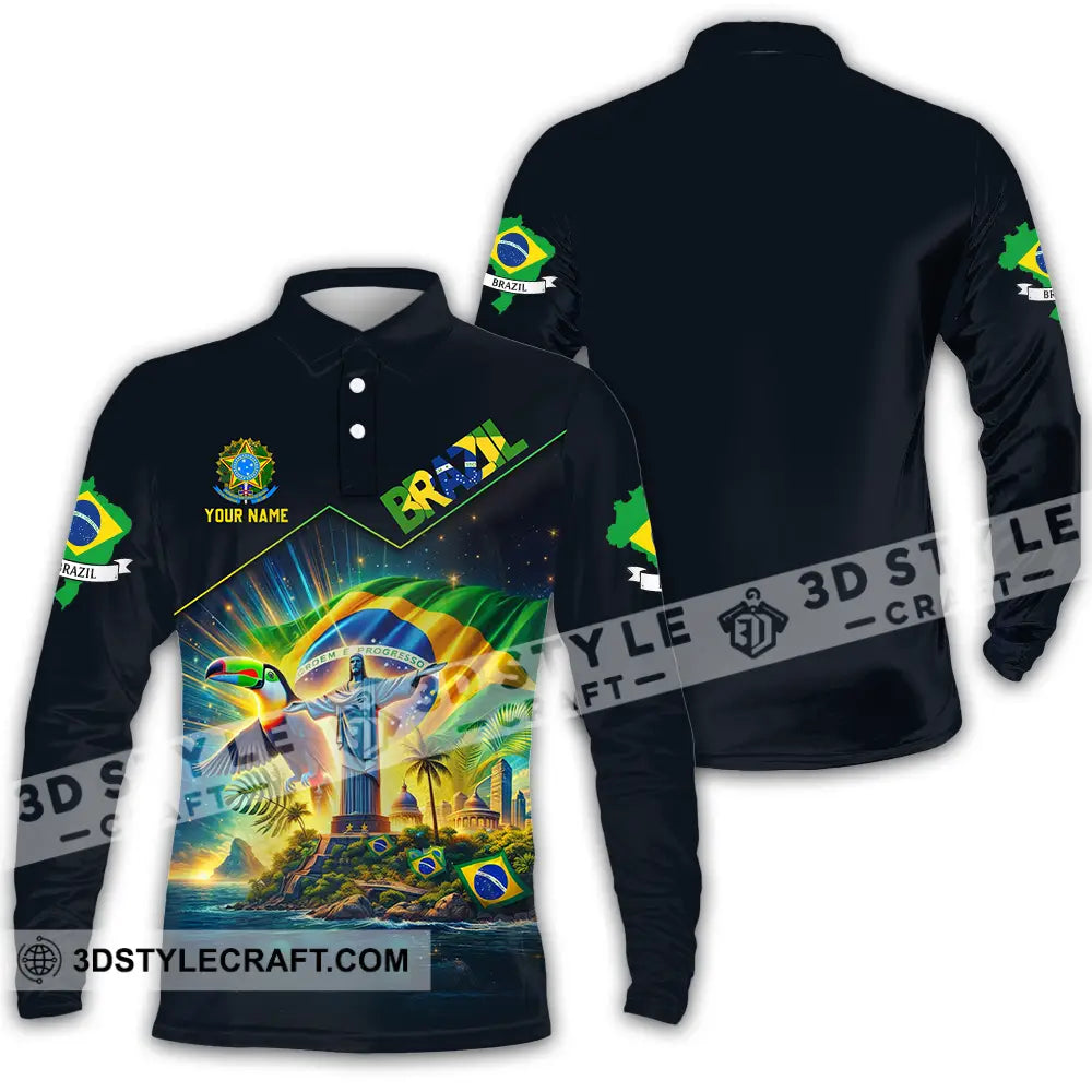 Unisex Shirt - Custom Brazil World Cup 2026 3D Shirt Long Sleeve Polo / S T-shirt