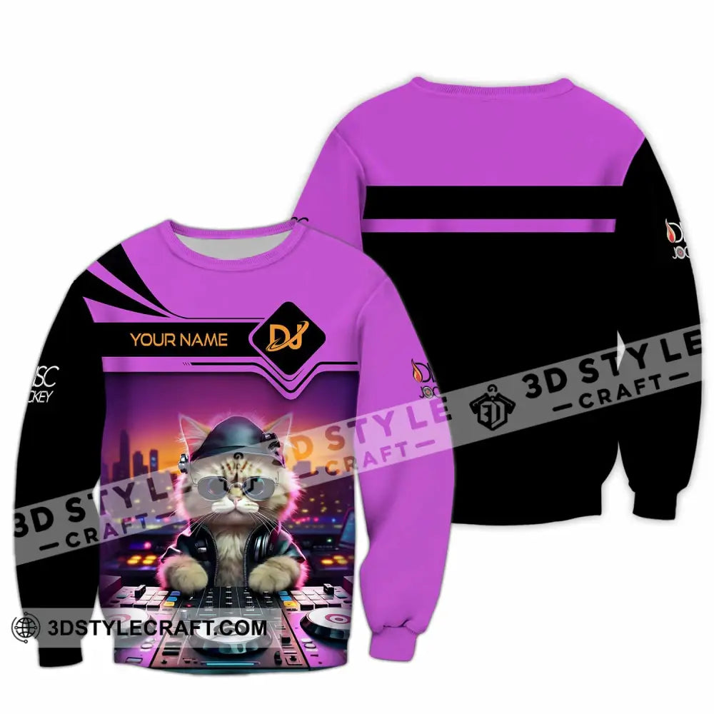 Unisex Shirt - Custom Cat Disc Jockey Shirt Long Sleeve / S T-shirt
