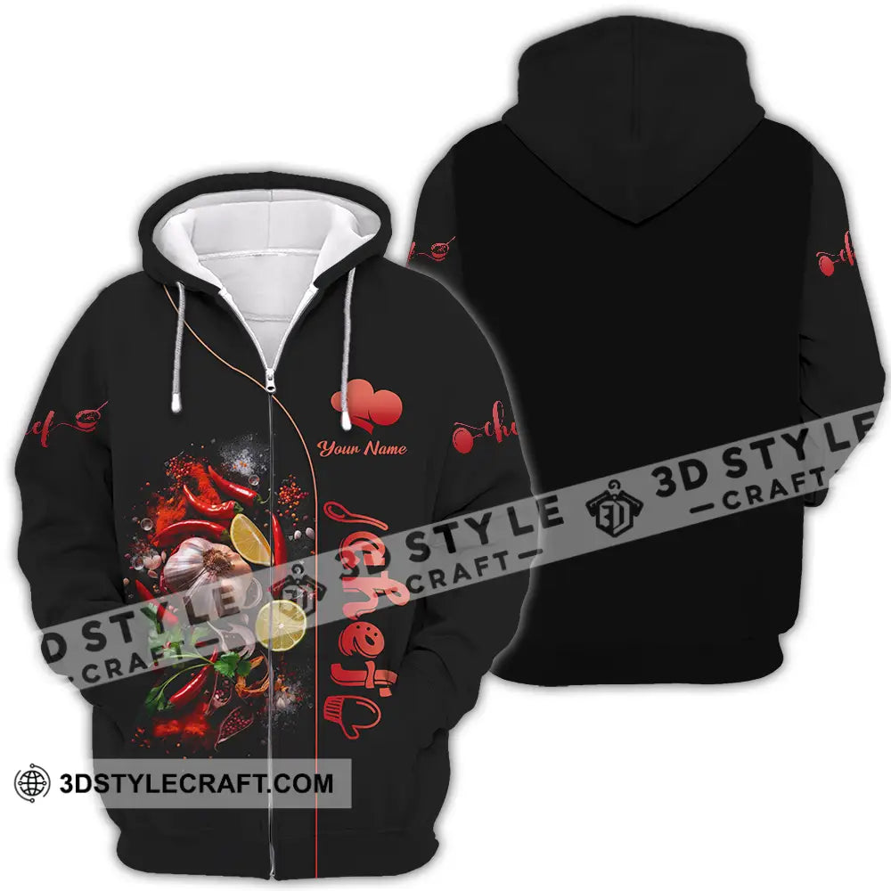 Unisex Shirt - Custom Chef 3D Shirt Zipper Hoodie / S T-shirt