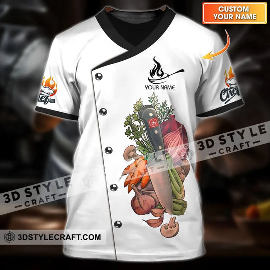 Unisex Shirt - Custom Chef Name Shirt - Vegetables, Kitchen And Knives Shirt style option 1
