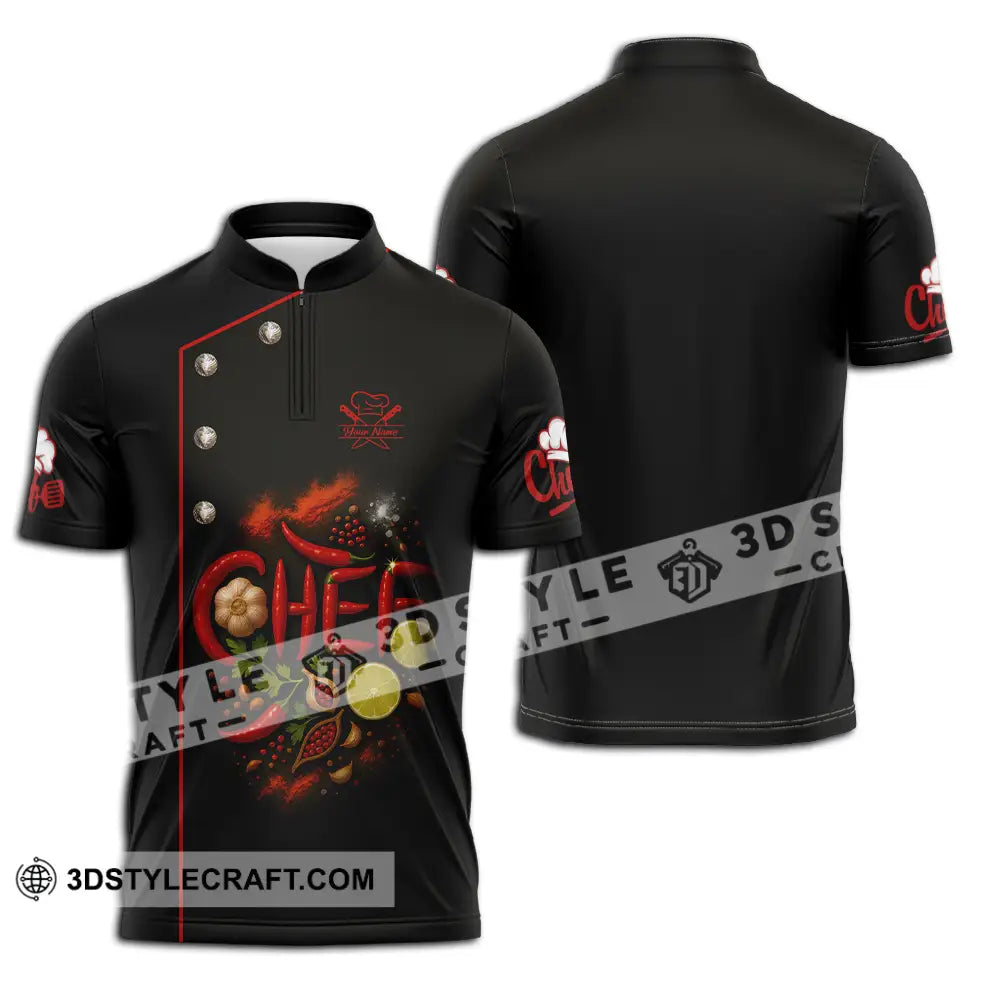 Unisex Shirt - Custom Chef Shirt Zipper Polo Shirt / S T-shirt