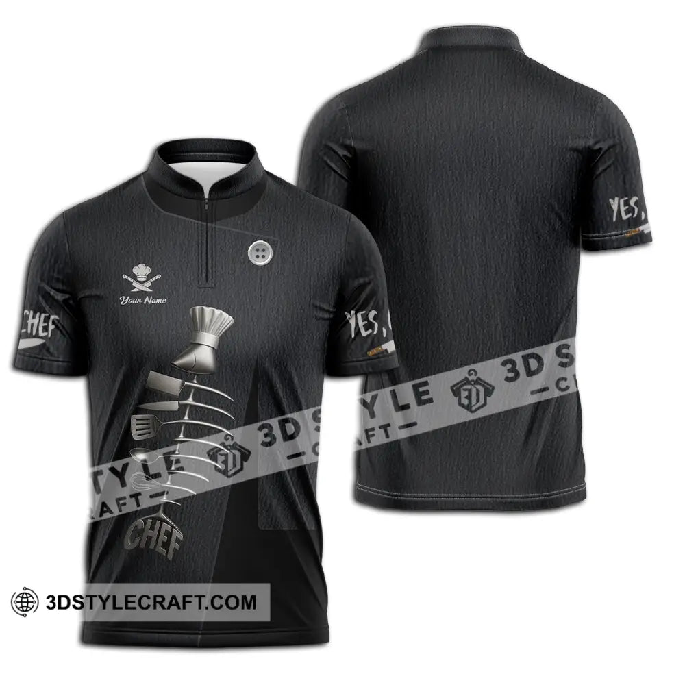 Unisex Shirt - Custom Chef Shirt Zipper Polo Shirt / S T-shirt
