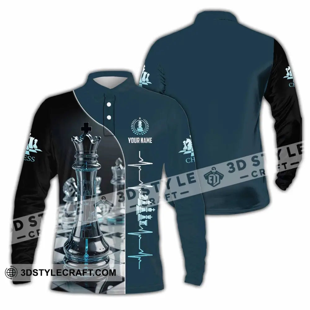 Unisex Shirt - Custom Chess Heartbeat Shirt Long Sleeve Polo / S T-shirt