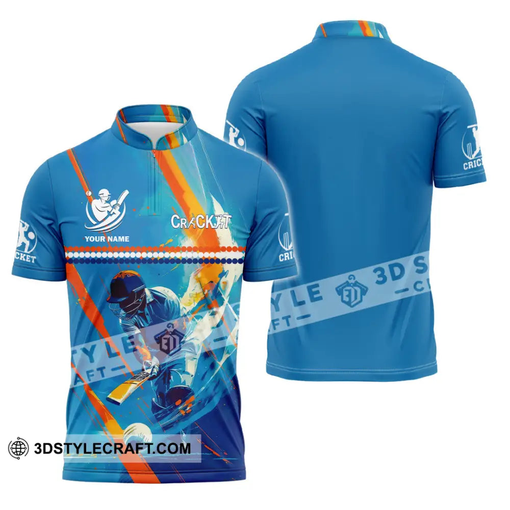 Unisex Shirt - Custom Cricket 3D Shirt Zipper Polo Shirt / S T-shirt