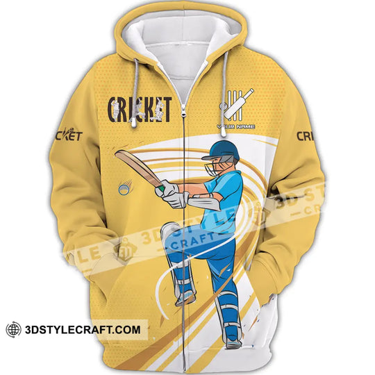 Unisex Shirt - Custom Cricket Player Yellow Design Shirt style option 2