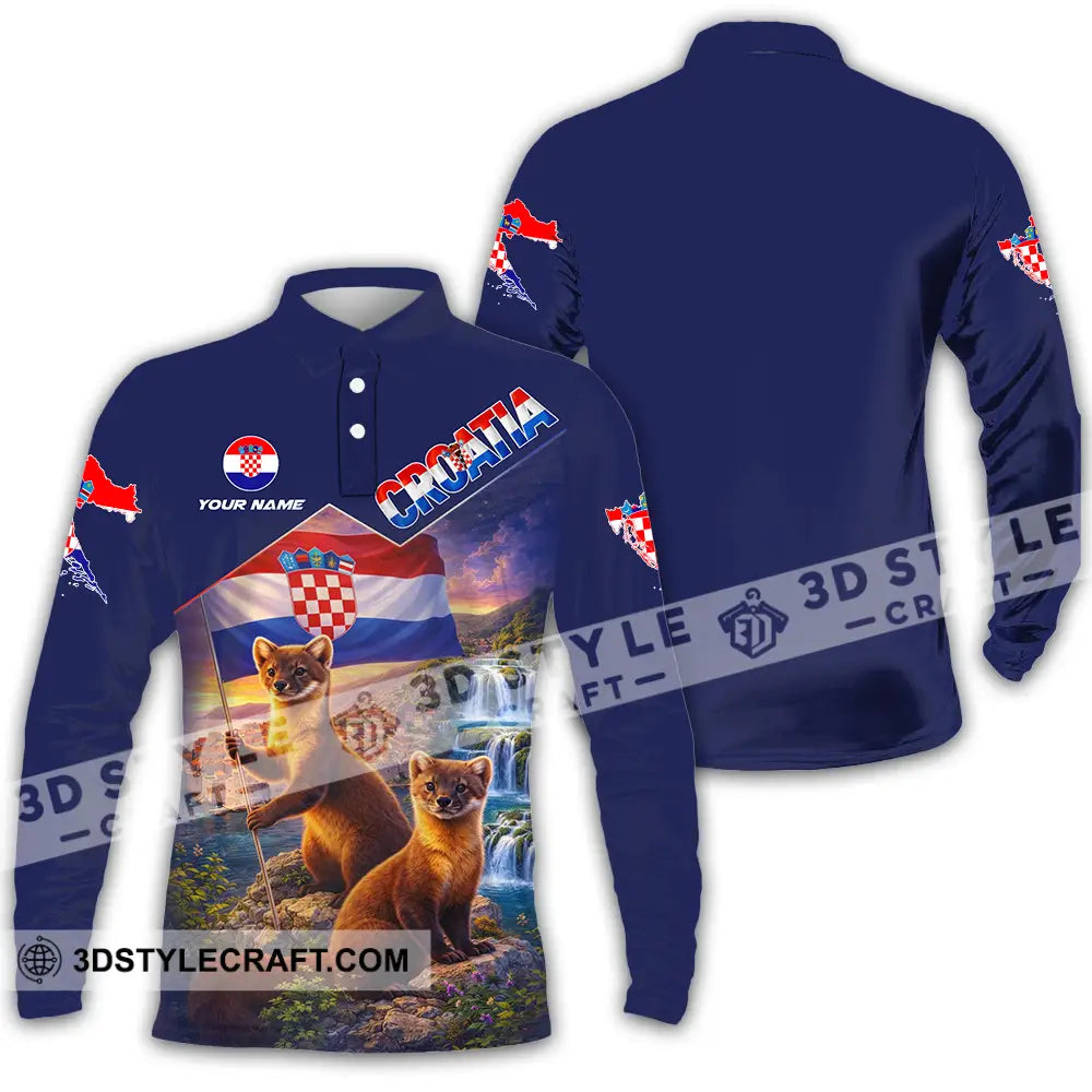 Unisex Shirt - Custom Croatia 3D Shirt Long Sleeve Polo / S T-shirt